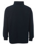 A long-sleeve polo shirt in navy blue featuring a collar and a logo on the back.