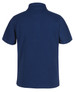 A navy blue kids' short-sleeve polo shirt featuring a collar and a logo.