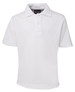 A white short-sleeved polo shirt featuring a collar and a logo.