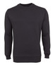 A black jumper with long sleeves and a round neckline, featuring a plain design and a logo.