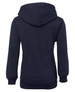 A navy blue fleece hoodie with a hood and long sleeves, featuring a simple design and a discreet logo.