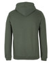 A green hoodie with a hood, featuring a plain back design and no visible branding.