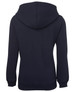 A navy hoodie featuring a hood and long sleeves, showcasing a simple, minimalist design.