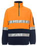A high-visibility work polar fleece in orange and navy, featuring reflective stripes and a zippered collar.