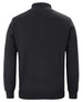 A black knitted men's jumper featuring a half zip and a high neckline, with a smooth, simple design.