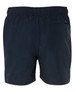 Dark navy sports shorts featuring an elastic waistband and a single back pocket. Includes a branding logo.