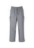 Classic unisex scrub cargo pants in grey, featuring an elastic waistband and multiple side pockets.