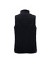 A plain black women's micro fleece vest with a high collar, featuring a smooth back design and side seams.