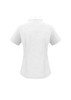 A plain short sleeve shirt in white with a back collar and fitted design. It includes a logo.