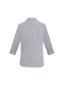 A grey women's Jagger 3/4 sleeve button-up shirt with a classic collar and back yoke. It features a logo.