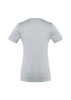 A grey women's short sleeve T-shirt with a fitted design and a logo on the back.