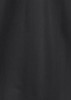A black fabric for a women's 3/4 sleeve button-up shirt featuring a smooth texture and a logo.