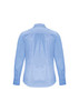 A light blue women's button-up long sleeve shirt with a fitted design and a back yoke detail.