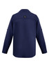A navy long sleeve button-up shirt featuring a logo and a classic collar. Ideal for outdoor wear.