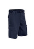 Men's basic cargo shorts in navy blue with multiple pockets and a logo. Ideal for casual wear.