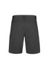 Men's lightweight outdoor shorts in dark grey with a back view, featuring a pocket and a logo.