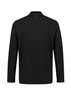 A black unisex mid-layer top with long sleeves and a simple design, featuring a logo on the back.