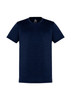 A navy blue men's short sleeve tee featuring a classic style and a branding logo.