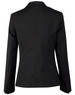 A black wool blend stretch cropped jacket featuring a one-button closure and tailored back design.
