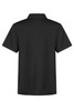A black short-sleeved polo shirt featuring a collar and a logo on the side. Suitable for sports uniforms.