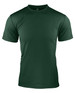 A dark green men's t-shirt made from a lightweight, breathable fabric, featuring a branded logo.