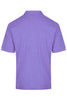 A purple polo shirt featuring a collar and short sleeves, with a logo on the back.
