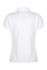 A white polo shirt with a classic collar, featuring a back view. The shirt has a logo at the collar.