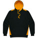 A men's hoodie featuring a dark green body with yellow accents and a front pocket. It has a drawstring hood.