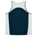 A dark green and light grey singlet with a rounded back design. It features a logo on the front.