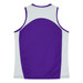 A sleeveless purple and light grey singlet featuring a logo on the back.