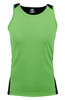 A green singlet with black side panels, featuring a logo on the front.
