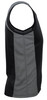 A black and grey singlet featuring a sleek design and a branded logo. Ideal for casual or active wear.