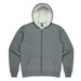 A grey kids' hoodie with a zip closure and a hood, featuring front pockets and a soft lining.
