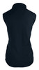 A sleeveless women's vest in navy blue with a fitted design and a collar, featuring a logo.