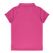 A pink polo shirt featuring a classic collar and short sleeves, with a logo on the back.