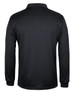 A long-sleeve polo shirt in black featuring a subtle textured pattern and a logo on the side.