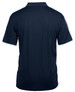A navy polo shirt featuring contrasting light blue trim and a logo on the back. Ideal for casual wear.