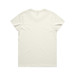 A plain cream-coloured t-shirt with short sleeves and a round neckline, featuring a logo on the back.