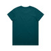 A teal t-shirt featuring a plain back design and a logo on the neckline area.