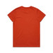 An orange t-shirt with a plain back design and a branding logo at the neck.