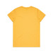 A yellow T-shirt with a smooth finish and a round neckline. The back is plain with no design elements.