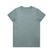 A green T-shirt with a round neck and short sleeves, featuring a logo on the label.