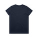 A navy blue t-shirt featuring a plain back design and a logo on the neck area.