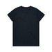 A black T-shirt featuring a plain back design. It has short sleeves and a crew neckline.