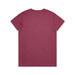 A maroon t-shirt with a standard crew neck and short sleeves, featuring a plain back and a logo on one sleeve.