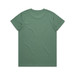 A green t-shirt with a simple design and a logo on the back.