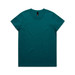 A teal T-shirt with a classic crew neckline and short sleeves, featuring a logo on the label.