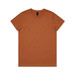 A plain t-shirt in a warm, earthy orange colour. It has a round neckline and a minimalist design.