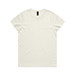 A plain off-white T-shirt featuring a crew neckline and a label at the neck. Minimalistic design with no graphics.