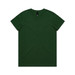 A green T-shirt with a crew neck and short sleeves, featuring a logo on the inner label.